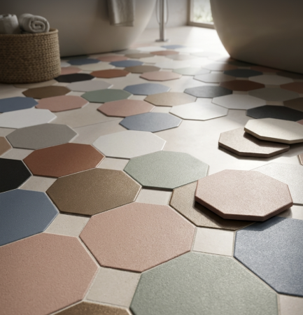 CARRELAGE CE.SI OCTOGONE 10X10 AVEC CABOCHONS 3,5X3,5 CM COULEURS SPÉCIALES