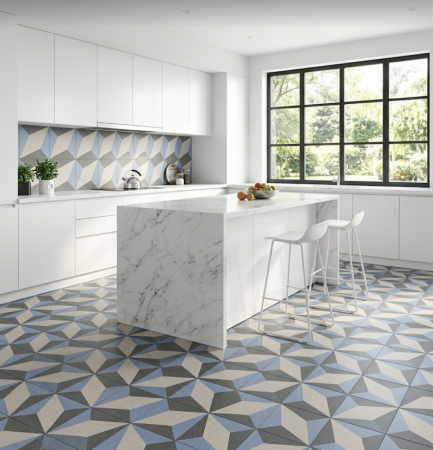 CARRELAGE CODICER  25X25CM BOREAL STARBOX BLUE ASPECT CARREAUX CIMENTS