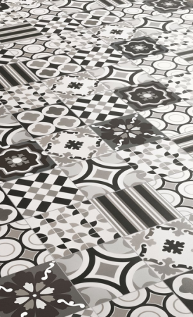 SANT AGOSTINO PATCHWORK BLACK WHITE 20X20 ASPECT CARREAUX CIMENTS