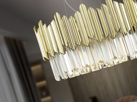 Suspension LED Tiara abat-jour en prismes de verre