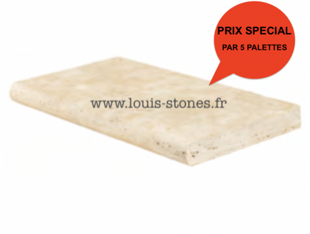 DESTOCKAGE LOT #3 MARGELLE TRAVERTIN 33x61x3 cm 1/2 ROND BEIGE MIX VIEILLI