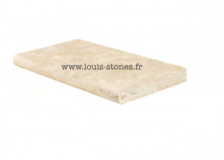 MARGELLE TRAVERTIN 33x100x3 cm BORD ROND BEIGE MIX VIEILLI