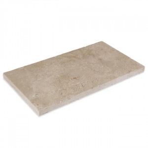 MARGELLE TRAVERTIN 33x61x3 cm BORD DROIT BEIGE MIX VIEILLI