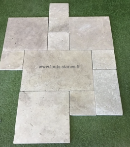 TRAVERTIN BEIGE MIX VIEILLI 4 FORMATS 1ER CHOIX 12mm