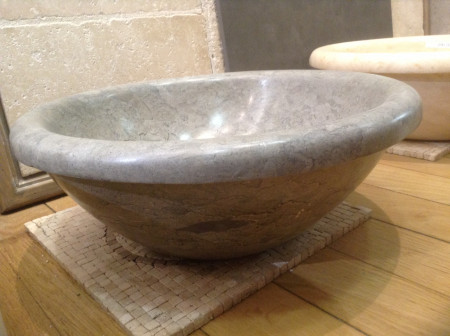 Vasque en pierre de Jérusalem grise d. 39.5cm