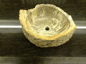 Vasque évier à poser en bois fossilisé 40x60x15cm
