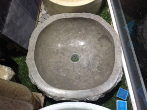 Vasque a poser en pierre grise d. 45cm